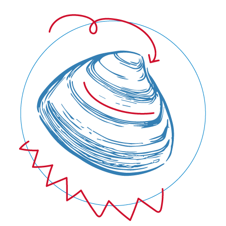 The Shuckin' Shack clam icon represents phone calls.